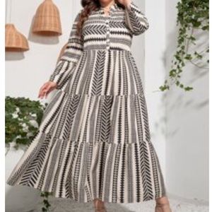 Black & White Geo Print Maxi szXL